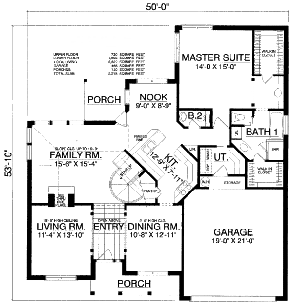 Country Floor Plan - Main Floor Plan #40-425