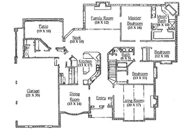 Dream House Plan - Floor Plan - Main Floor for Traditional House Plan #5-173 - 3 bed, 2.5 bath