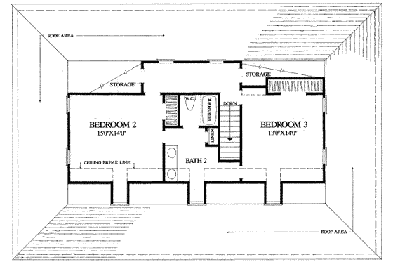 Floor Plan - Upper Floor for Country House Plan #137-184 - 4 bed, 3 bath