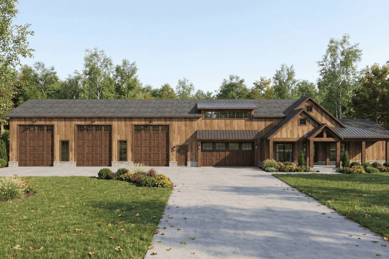 House Blueprint - Barndominium Exterior - Front Elevation Plan #923-456