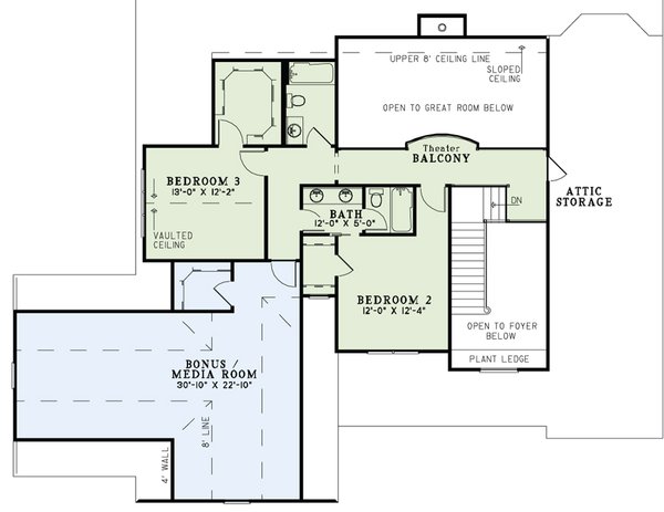 Architectural House Design - Craftsman Floor Plan - Upper Floor Plan #17-2492