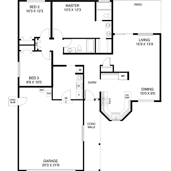 Architectural House Design - Ranch Floor Plan - Main Floor Plan #60-420