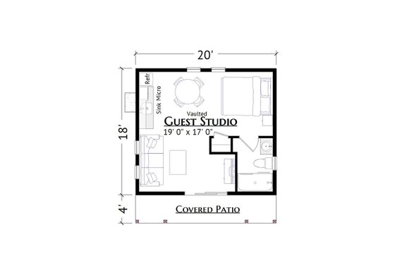 Floor Plan - Main Floor for Modern House Plan #1099-11, 1 bath