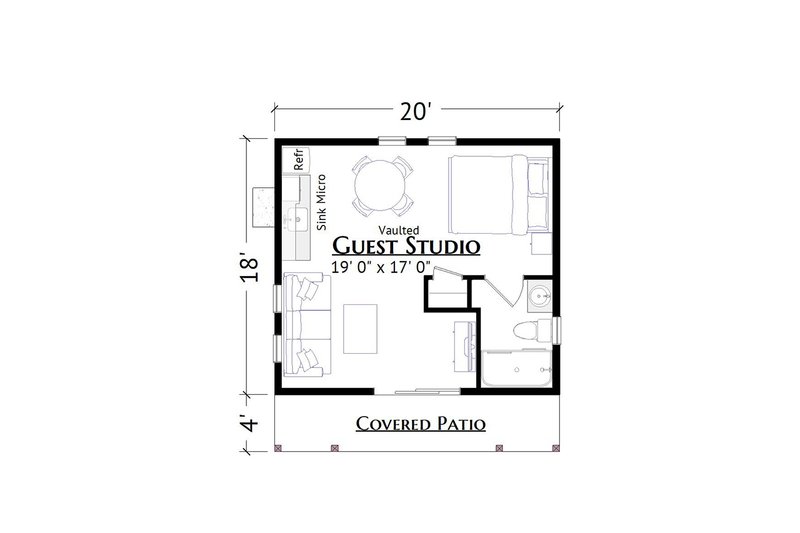 House Design - Floor Plan - Main Floor for Modern House Plan #1099-11, 1 bath