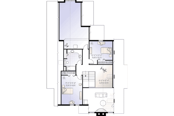 Floor Plan - Upper Floor for Contemporary House Plan #23-613 - 3 bed, 2.5 bath
