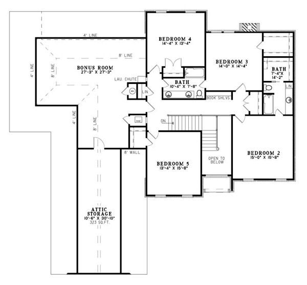 Architectural House Design - European Floor Plan - Upper Floor Plan #17-2271