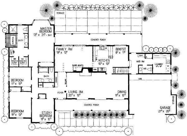 Architectural House Design - Ranch Floor Plan - Main Floor Plan #72-212