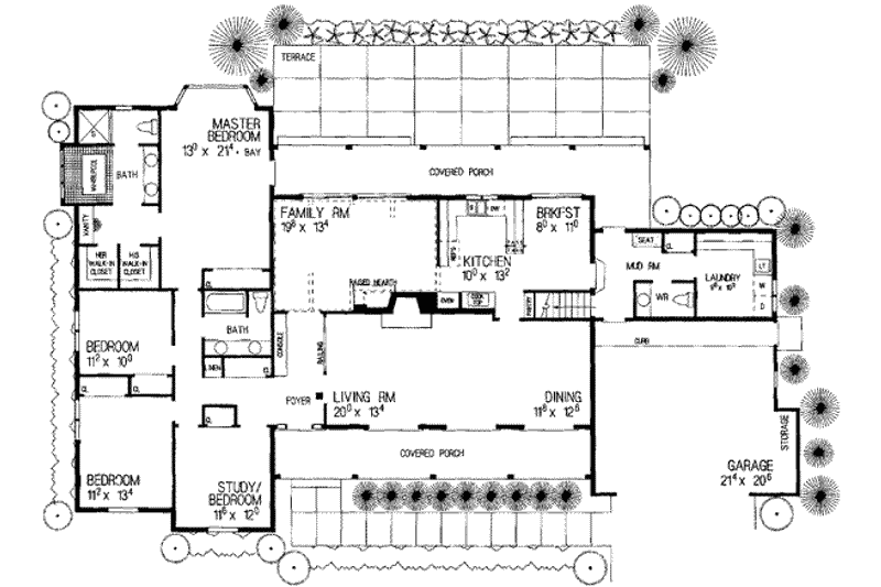 Dream House Plan - Floor Plan - Main Floor for Ranch House Plan #72-212 - 4 bed, 2.5 bath