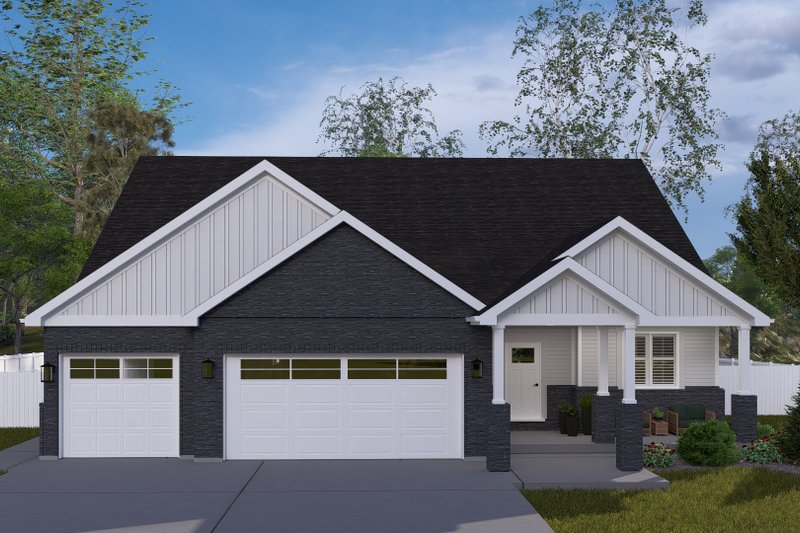 House Blueprint - Craftsman Exterior - Front Elevation Plan #1060-393