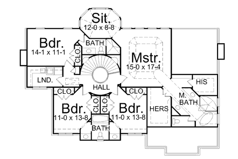 Dream House Plan - Floor Plan - Upper Floor for European House Plan #119-326 - 4 bed, 3.5 bath
