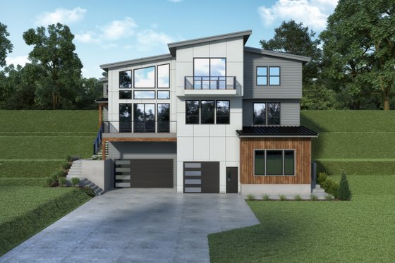 Exterior - Front Elevation for Contemporary House Plan #1070-188 - 4 bed, 4 bath