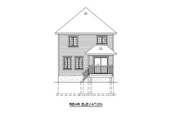 Exterior - Rear Elevation for European House Plan #25-4014 - 3 bed, 1.5 bath