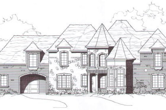 Exterior - Front Elevation for European House Plan #141-244 - 5 bed, 4.5 bath
