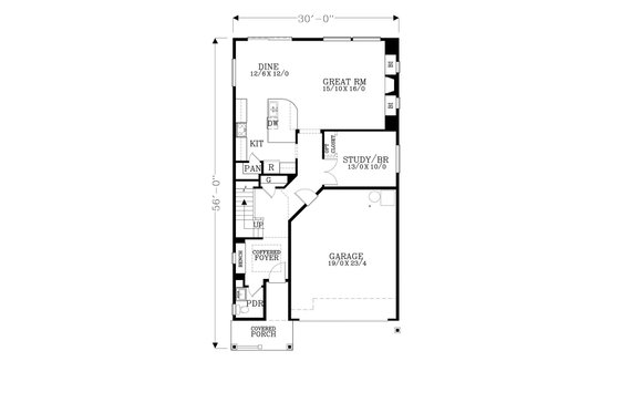 Floor Plan - Main Floor for Craftsman House Plan #53-521 - 5 bed, 2.5 bath