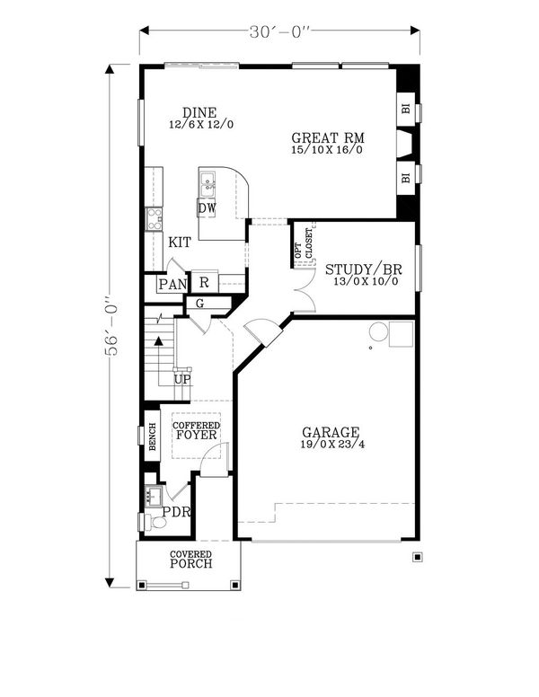 Craftsman Floor Plan - Main Floor Plan #53-521