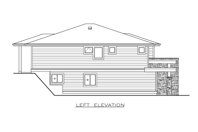 House Design - Exterior - Other Elevation for Prairie House Plan #1100-92 - 3 bed, 2 bath
