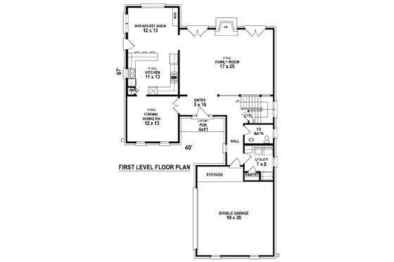Floor Plan - Main Floor for European House Plan #81-13879 - 3 bed, 2.5 bath