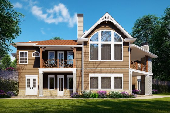Exterior - Rear Elevation 1 for Ranch House Plan #54-444 - 3 bed, 2.5 bath