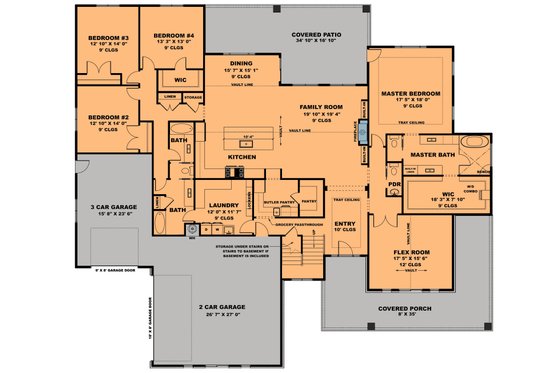 Floor Plan - Main Floor for Farmhouse House Plan #1111-38 - 4 bed, 4 bath