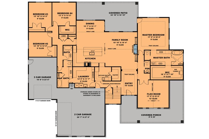 Dream House Plan - Floor Plan - Main Floor for Farmhouse House Plan #1111-38 - 4 bed, 4 bath