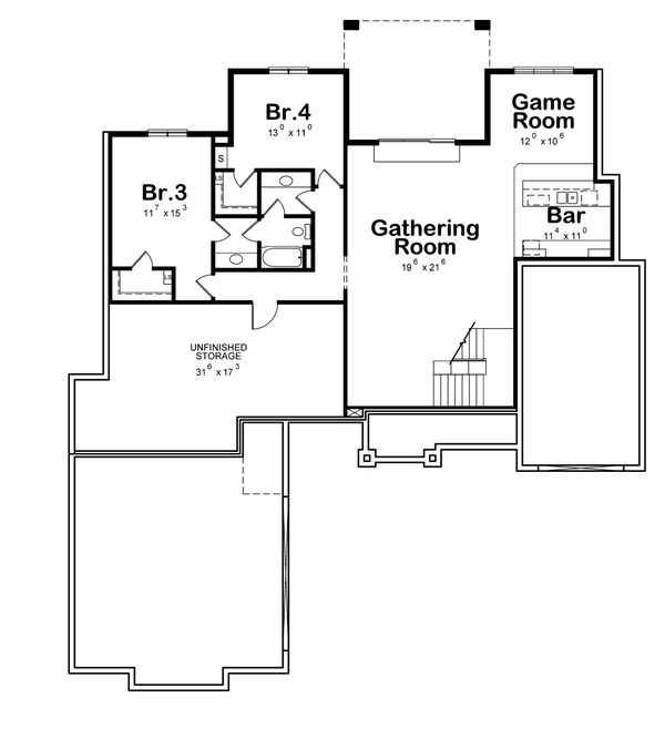 Home Plan - Craftsman Floor Plan - Lower Floor Plan #20-2367