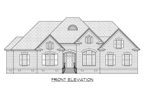 Exterior - Front Elevation 4 for European House Plan #1054-54 - 4 bed, 3.5 bath
