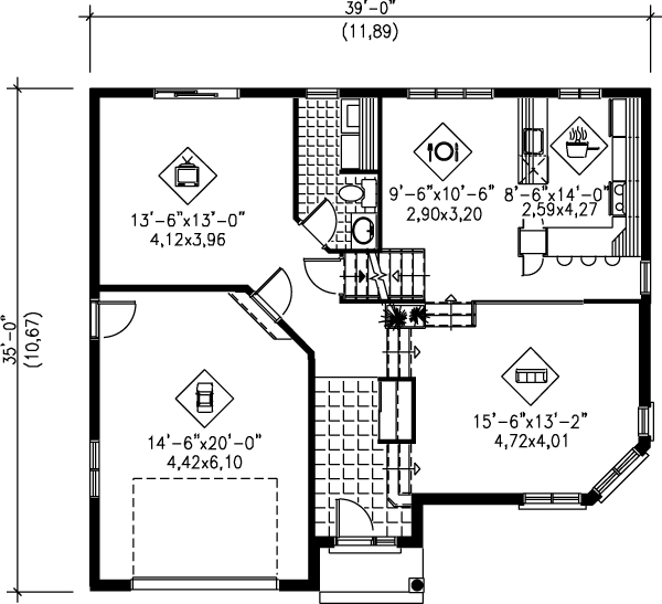 European Floor Plan - Main Floor Plan #25-326