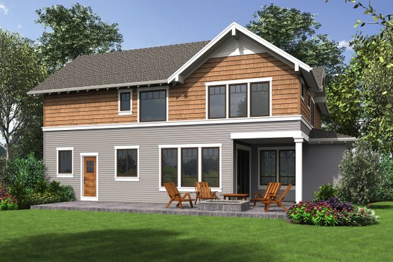 Exterior - Rear Elevation for Craftsman House Plan #48-1002 - 3 bed, 2.5 bath