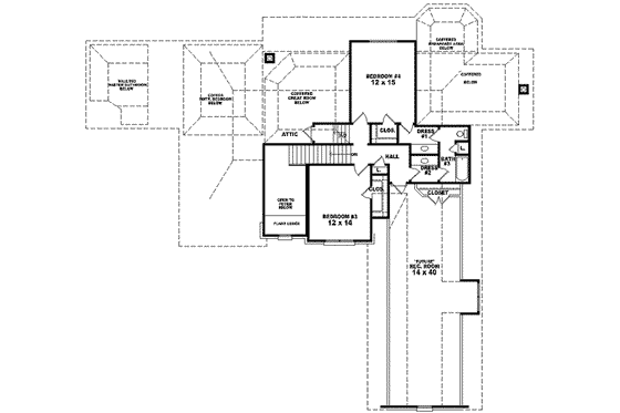 Floor Plan - Upper Floor for European House Plan #81-597 - 4 bed, 3.5 bath