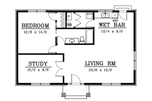 Floor Plan - Main Floor for Cottage House Plan #100-403 - 2 bed, 1 bath