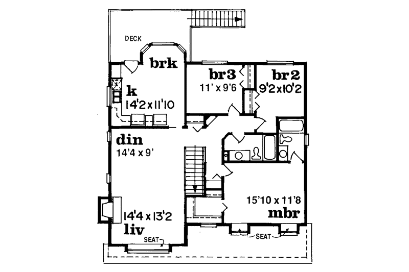 Dream House Plan - Floor Plan - Upper Floor for Country House Plan #47-788 - 3 bed, 2 bath