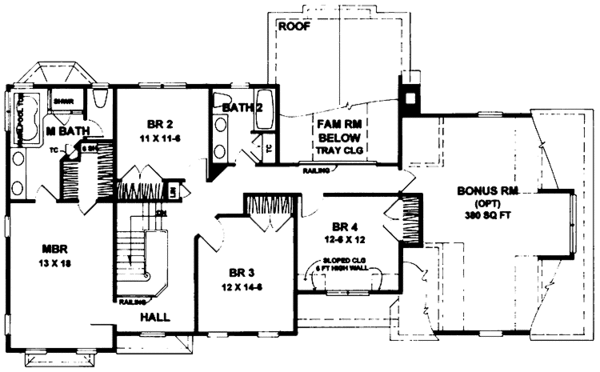 Architectural House Design - Colonial Floor Plan - Upper Floor Plan #328-186