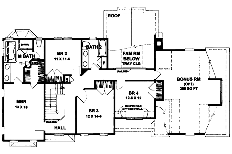 House Blueprint - Floor Plan - Upper Floor for Colonial House Plan #328-186 - 4 bed, 2.5 bath