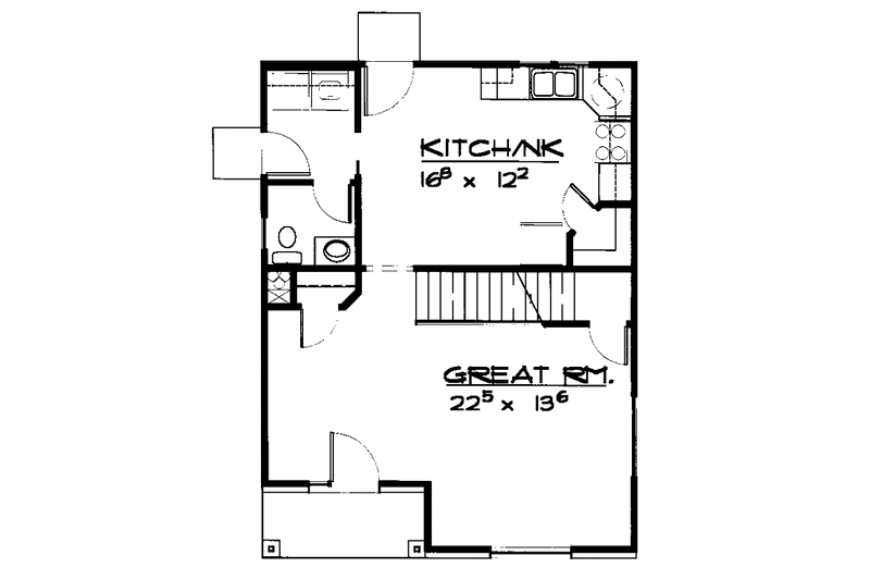Home Plan - Floor Plan - Main Floor for Cottage House Plan #308-246 - 3 bed, 2 bath