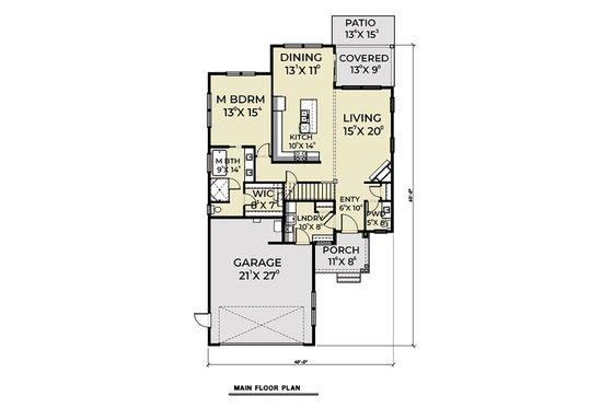 Floor Plan - Main Floor for Contemporary House Plan #1070-30 - 3 bed, 2.5 bath