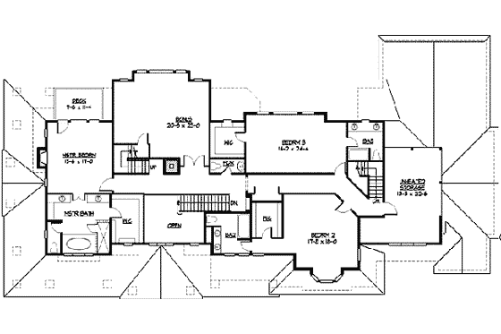 Floor Plan - Upper Floor for Craftsman House Plan #132-185 - 4 bed, 6 bath