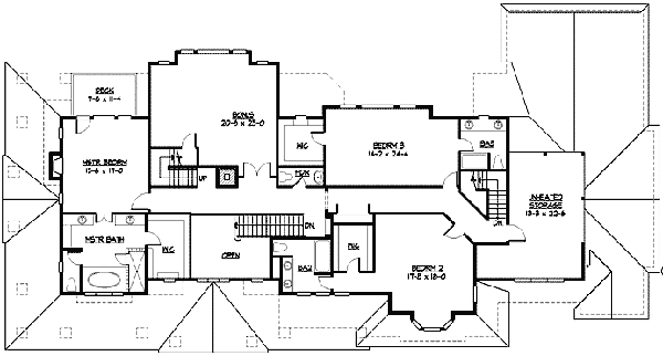 Craftsman Floor Plan - Upper Floor Plan #132-185