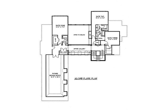 Floor Plan - Upper Floor for European House Plan #413-144 - 4 bed, 3.5 bath