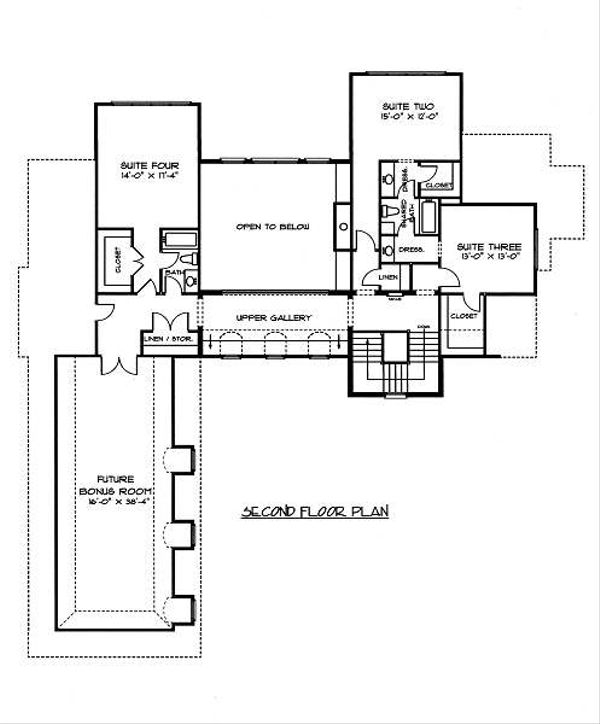 House Blueprint - European Floor Plan - Upper Floor Plan #413-144