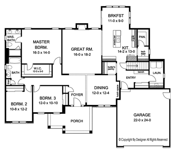 Home Plan - Ranch Floor Plan - Main Floor Plan #1010-151