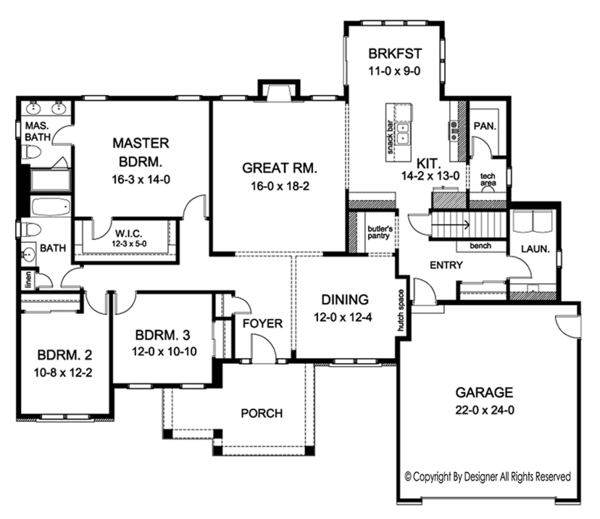 Architectural House Design - Ranch Floor Plan - Main Floor Plan #1010-151