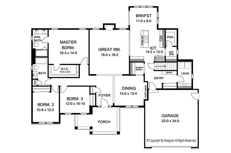 Home Plan - Floor Plan - Main Floor for Ranch House Plan #1010-151 - 3 bed, 2 bath