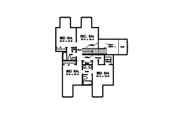 Floor Plan - Upper Floor for Craftsman House Plan #929-871 - 5 bed, 4 bath