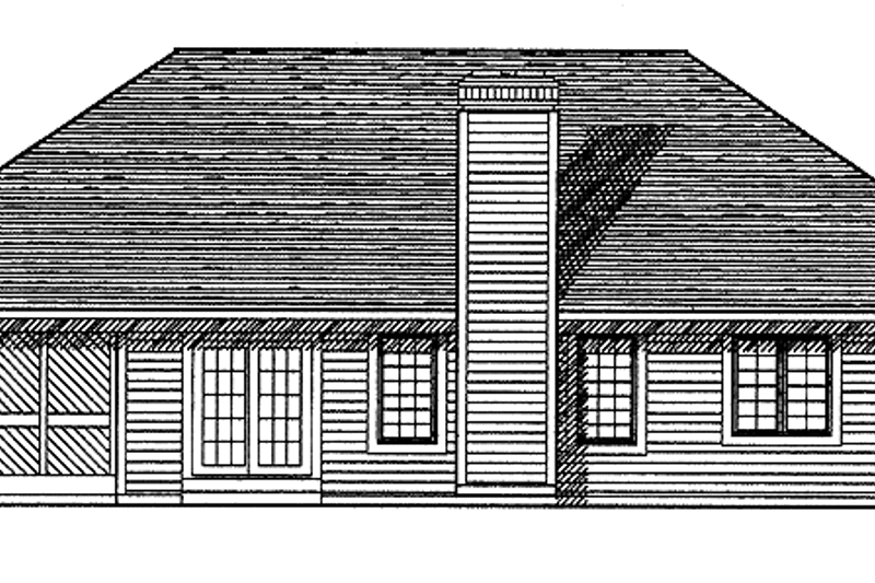 House Plan Design - Exterior - Rear Elevation for Ranch House Plan #70-1345 - 3 bed, 2 bath