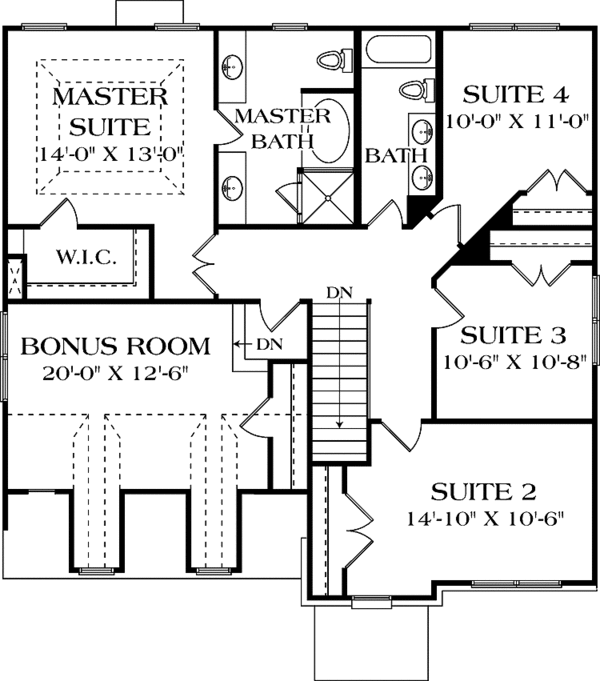 Home Plan - Colonial Floor Plan - Upper Floor Plan #453-506