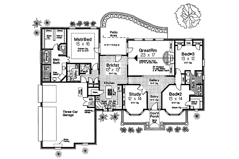 Architectural House Design - Floor Plan - Main Floor for Country House Plan #310-1162 - 3 bed, 2.5 bath