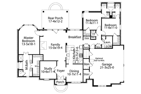 Floor Plan - Main Floor for European House Plan #406-9610 - 3 bed, 2.5 bath