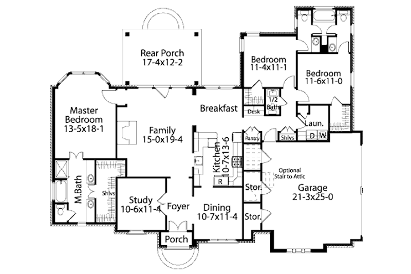 Home Plan - Floor Plan - Main Floor for European House Plan #406-9610 - 3 bed, 2.5 bath