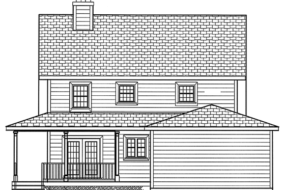 Exterior - Rear Elevation for Country House Plan #3-286 - 4 bed, 2.5 bath