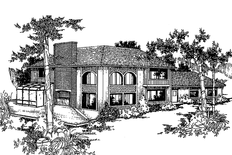 Home Plan - Exterior - Front Elevation 3 for Contemporary House Plan #60-787 - 3 bed, 2.5 bath